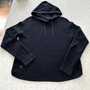 Cozy Clean Girl Blue‎ WaffleKnit LongSleeve Hoodie Women's L Cabincore Gorpcore